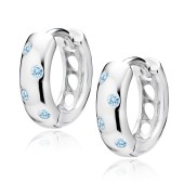 Cercei rotunzi argint Ø13 mm cu pietre bleu DiAmanti Z1755DER_AQ-DIA